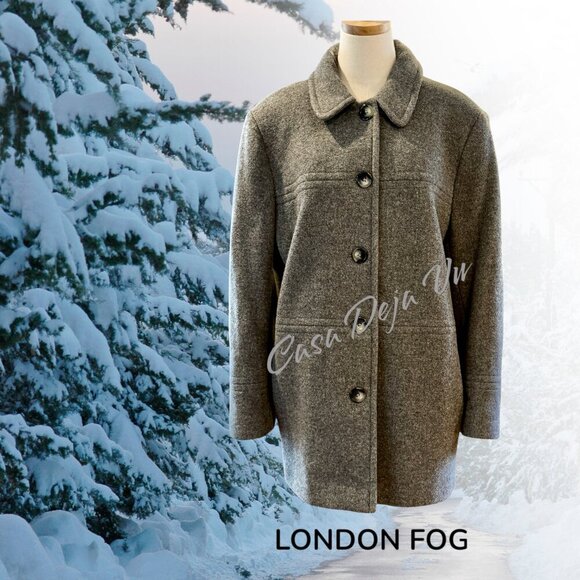 London Fog Women's Wool Peacoat Button Down Fully Lined Heavy Winter Coat - Picture 1 of 9